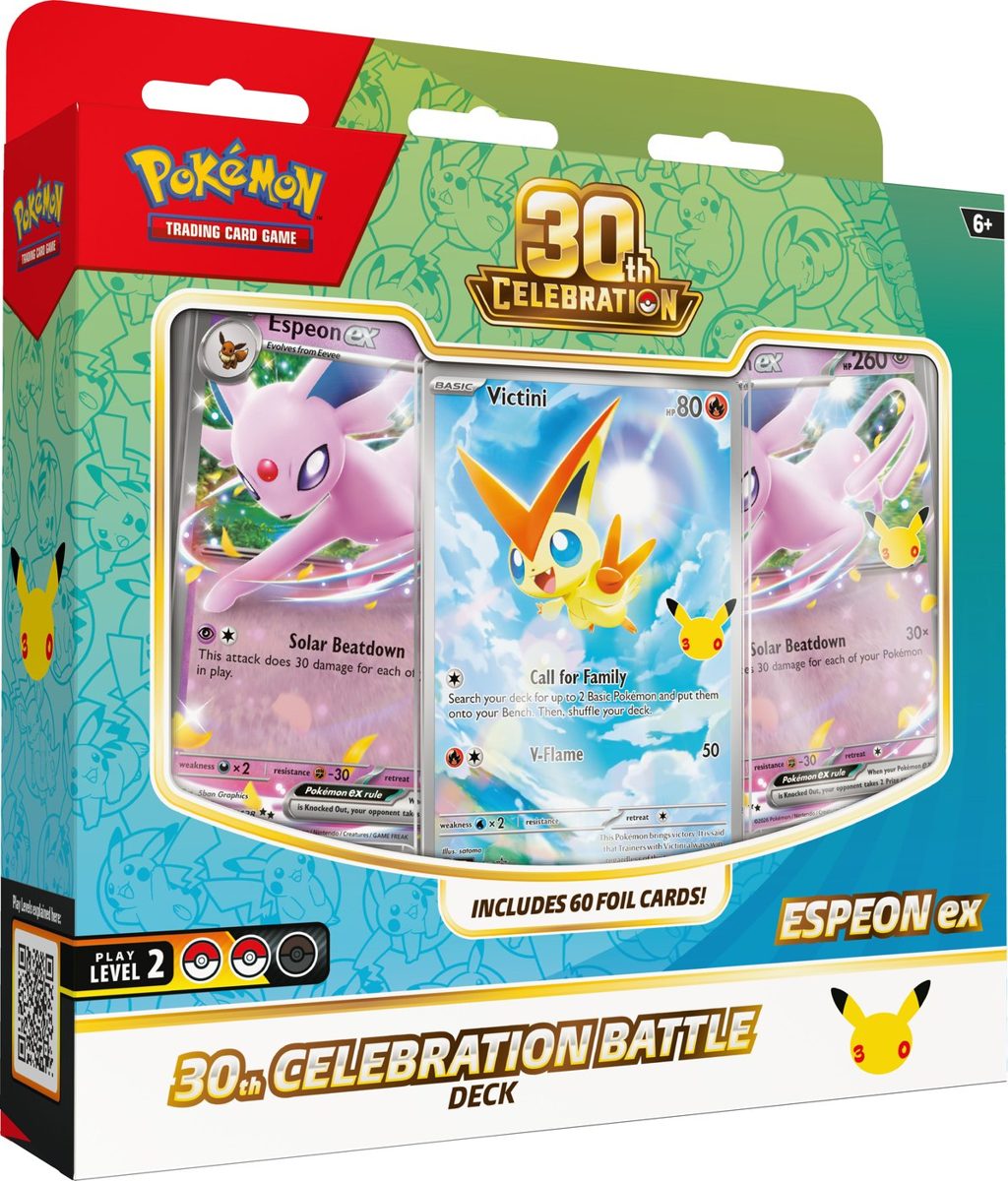 30th Celebration Battle Deck — Espeon ex sealed English Pokémon TCG product photographed on a plain background