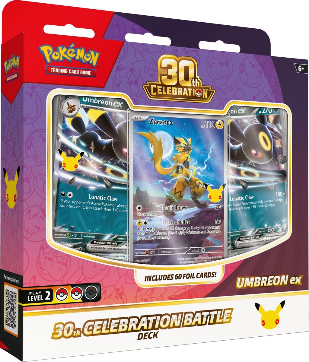 30th Celebration Battle Deck — Umbreon ex sealed English Pokémon TCG product photographed on a plain background
