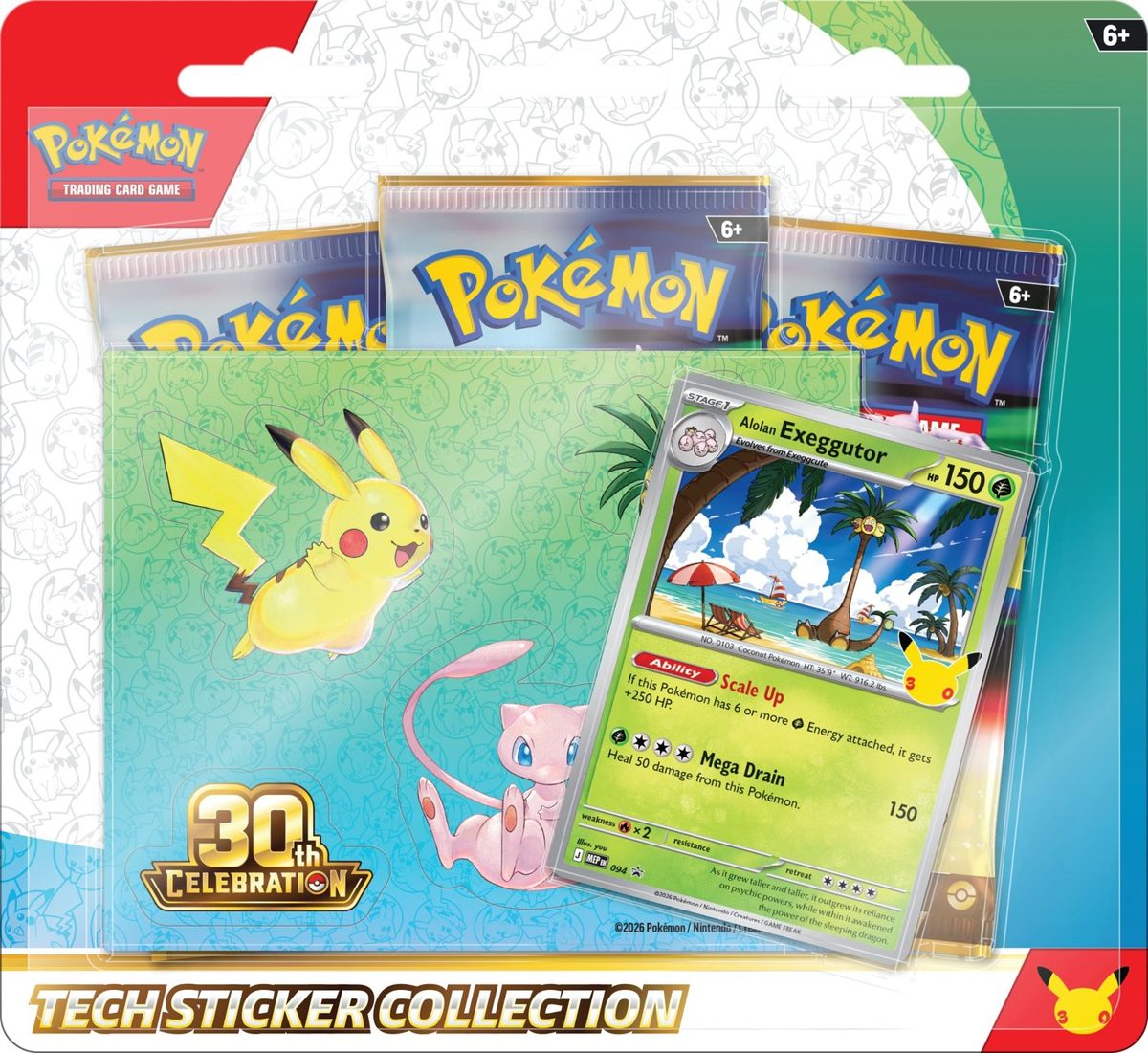 30th Celebration Tech Sticker Collection — Alolan Exeggutor sealed English Pokémon TCG product photographed on a plain background