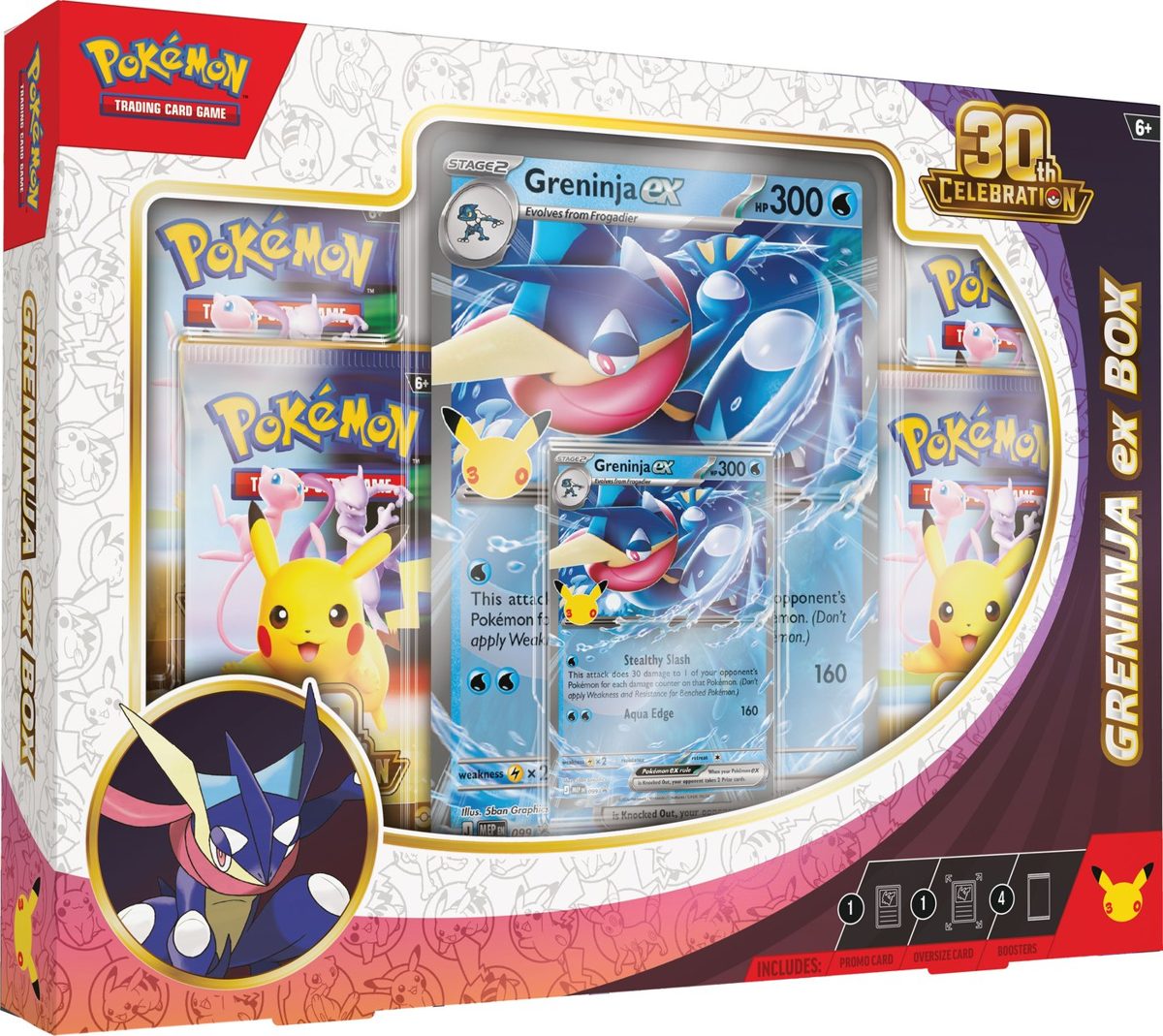 30th Celebration Pokémon ex Box — Greninja ex sealed English Pokémon TCG product photographed on a plain background