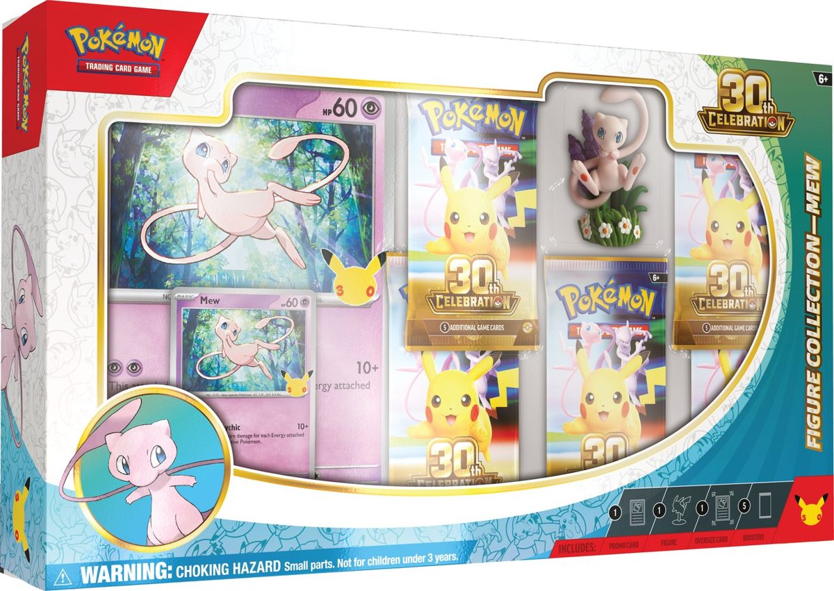 30th Celebration Figure Collection — Mew sealed English Pokémon TCG product photographed on a plain background